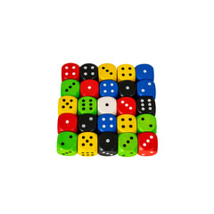 gaming dices isolated on white background, victory, chance, lucky. Top view.