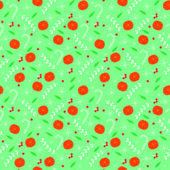 Christmas holiday pattern with oranges fruit.Christmas background for textile , wrapping, fabric
