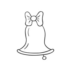 Christmas bell in doodle sketch style.