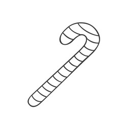 Sweet striped lollipop in doodle sketch style.