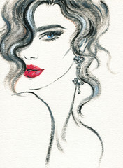 schöne Frau. Modeillustration. Aquarellmalerei © Anna Ismagilova