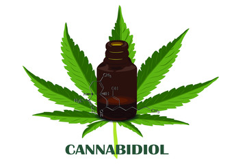 The formula of hemp CBD. Structural model of the molecules of cannabidiol and tetrahydrocannabinol. Medicinal cannabis. Medical marijuana, cannabinoids and health. Vector