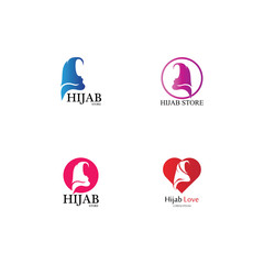 muslimah hijab logo template vector illustration design-vector