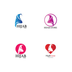 muslimah hijab logo template vector illustration design-vector