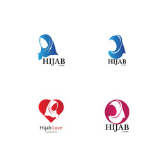 muslimah hijab logo template vector illustration design-vector