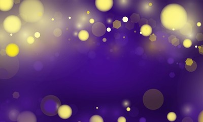 Abstract bokeh Light gold color with purple background for wedding vector magic holiday poster design.