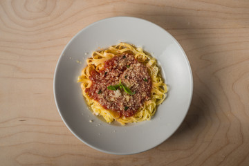 Piatto di tagliatelle al sugo