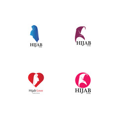 muslimah hijab logo template vector illustration design-vector