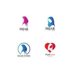 muslimah hijab logo template vector illustration design-vector
