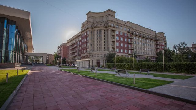 Beautiful building, Novosibirsk City, Russia, Timelapse (HyperLapse)