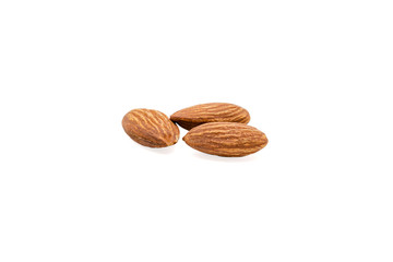 Almond nuts isolated with white background.