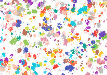 Beautiful colorful watercolor splatter on white background for cute decoration, making cool banner on page, presentation and website. Color splash and spray concept