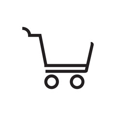 Black line Trolley icon isolated on white background. Basket, cart, commerce concept. Vector Illustration