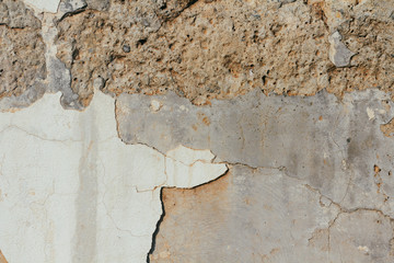 Concrete wall texture background. Natural stones. Building's facade decor. Decorative plaster. House exterior. Wall template for 3d design.