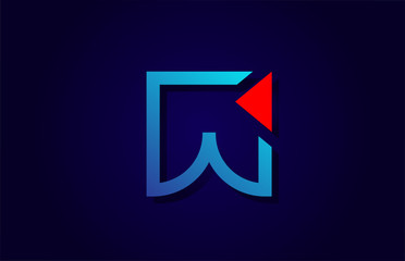 red and blue letter W alphabet logo design icon for business