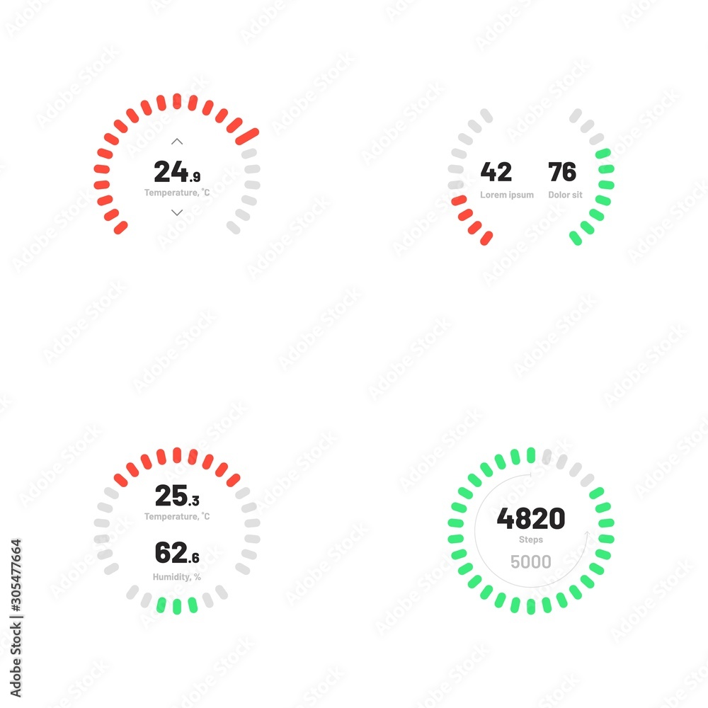 Poster control knob used for regulating. dashboard ui and ux kit. control center design. progress bar. temp