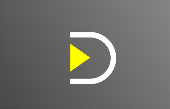 grey white yellow letter D alphabet logo design icon for business