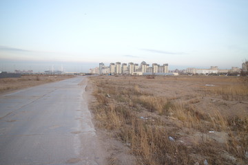 Reclaimed area for construction on the beach