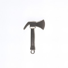 steel ax, key chain isolated on a white background