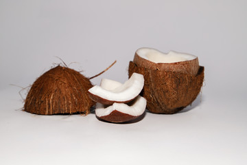 Сhopped coconut on white background