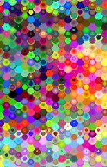 Vibrant colored random circle shapes background.