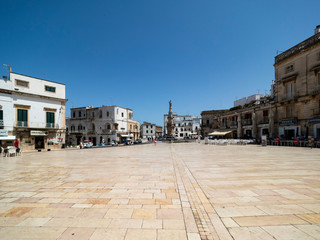 the white old town of the mountain village, Ostuni, Apulia, Southern Italy, June 2019