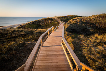 Strandtreppen Wanderweg auf der Insel Sylt mit Blick auf den Strand vom Kliff - 305479802