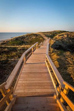 Strandtreppen Wanderweg auf der Insel Sylt mit Blick auf den Strand vom Kliff