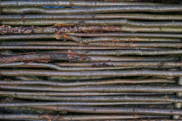 old fence of branches