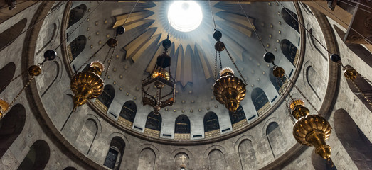 Aedicula where, according to Christian religious tradition, the body of Jesus was buried. The...