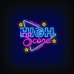 High Score Neon Signs Style Text Vector