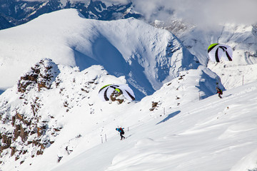 amazing snow covered peaks in the Swiss alps Jungfrau region from Schilthorn