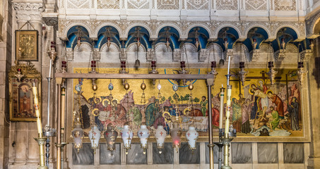 Inside the Church of the Holy Sepulchre, the greatest Christian shrine in Jerusalem, Israel