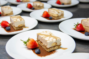  tiramisu cake and with fresh strawberry