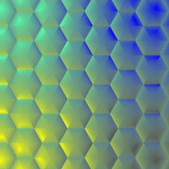 Shiny smooth surface background with hexagonal pattern shapes. 3D illustration