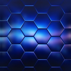 Shiny smooth metallic surface background with hexagonal pattern shapes.