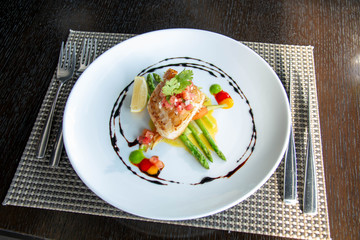  delicious fish steak on white plate