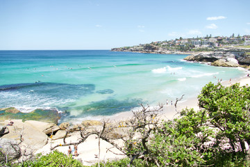 Bondi Beach in Sydney, Australia. Idyllic beach in the eastern suburbs of Sydney.
