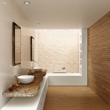 3D illustration of elegant nordic style bathroom