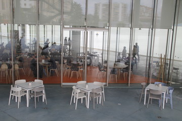 Modern café at the seafront