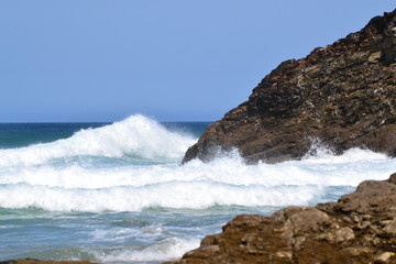 crashing waves and surf