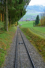 Geleise der Stanserhornbahn, Stans, Nidwalden, Schweiz