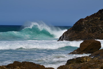 crashing waves and surf