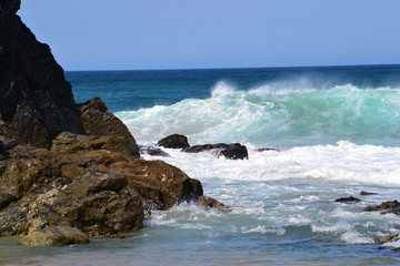 crashing waves and surf