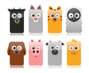 vector cartoon rectangle animal set