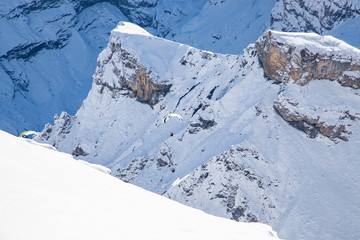 amazing snow covered peaks in the Swiss alps Jungfrau region from Schilthorn