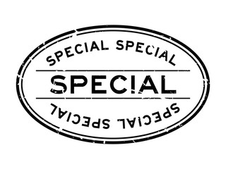 Grunge black special word oval rubber seal stamp on white background