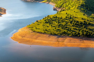 Scenic May elevated view of part of the Arda River meander in Kardzhali Municipality, Bulgaria