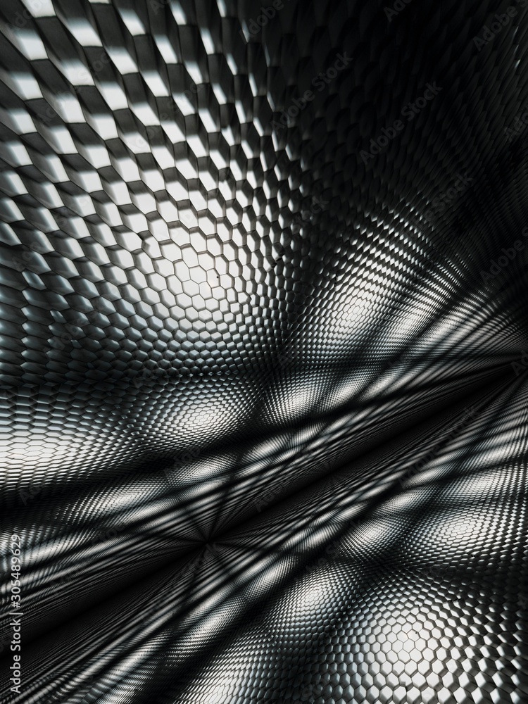 Aufkleber Abstract perspective 3d background with hexagonal geometric shapes.