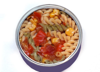 Open can of vegetable pasta